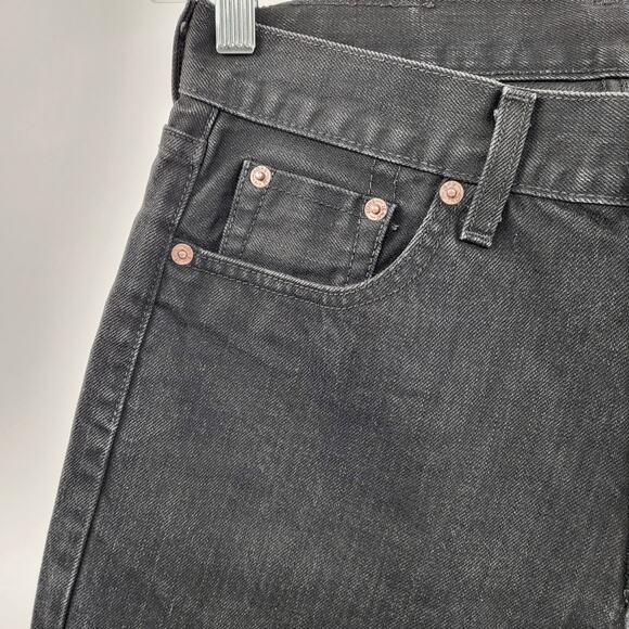 Jean Shop Black Selvedge Denim Jeans Button Fly Made in USA Men's Size 28 Small - Picture 3 of 8